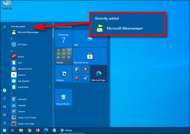 Windows 10. Недавно добавленные